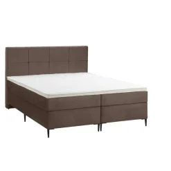 2-Persoons Boxsprings-Leen Bakker Boxspring Liv geblokt - bruin - 180x200 cm - slanke poot