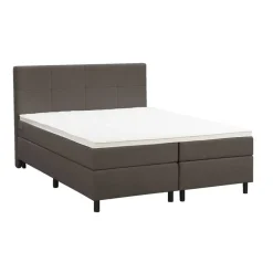 Leen Bakker Boxspring Liv geblokt - donkerbruin - 160x200 cm - ronde poot