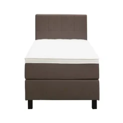 1-Persoons Boxsprings-Leen Bakker Boxspring Liv geblokt - donkerbruin - 90x200 cm - vierkante poot