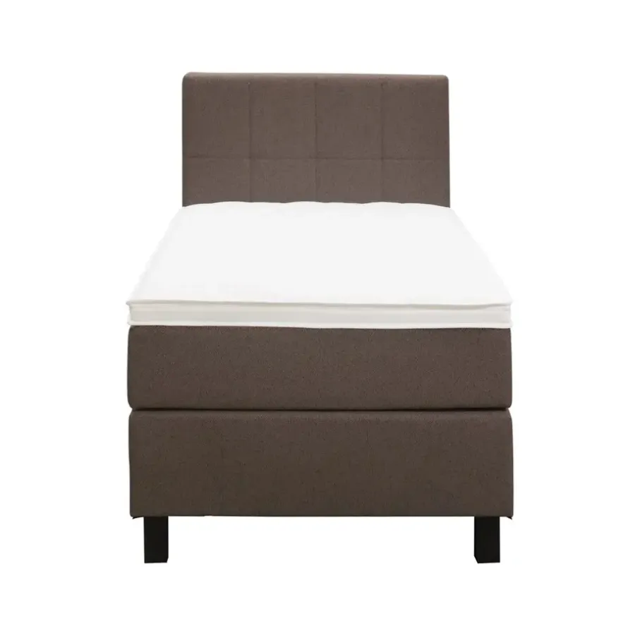 1-Persoons Boxsprings-Leen Bakker Boxspring Liv geblokt - donkerbruin - 90x200 cm - vierkante poot