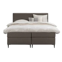 2-Persoons Boxsprings-Leen Bakker Boxspring Liv geblokt - donkerbruin - 160x200 cm - slanke poot