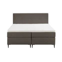 2-Persoons Boxsprings-Leen Bakker Boxspring Liv geblokt - donkerbruin - 160x200 cm - slanke poot
