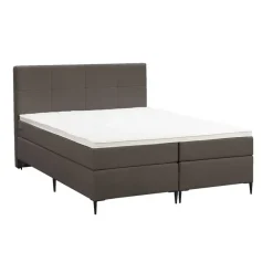2-Persoons Boxsprings-Leen Bakker Boxspring Liv geblokt - donkerbruin - 160x200 cm - slanke poot