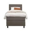 1-Persoons Boxsprings-Leen Bakker Boxspring Liv geblokt - donkerbruin - 90x200 cm - ronde poot