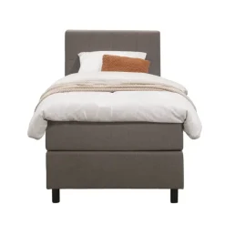 1-Persoons Boxsprings-Leen Bakker Boxspring Liv geblokt - donkerbruin - 90x200 cm - ronde poot