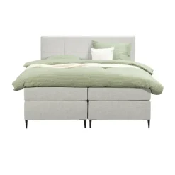 2-Persoons Boxsprings-Leen Bakker Boxspring Liv geblokt - ecru - 180x200 cm - slanke poot