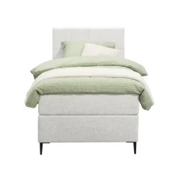 1-Persoons Boxsprings-Leen Bakker Boxspring Liv geblokt - ecru - 90x200 cm - slanke poot