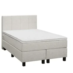 Leen Bakker Boxspring Liv geblokt - ecru - 120x200 cm - vierkante poot