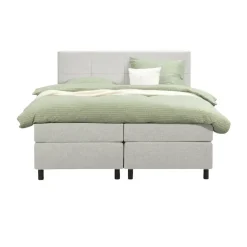 2-Persoons Boxsprings-Leen Bakker Boxspring Liv geblokt - ecru - 180x200 cm - ronde poot