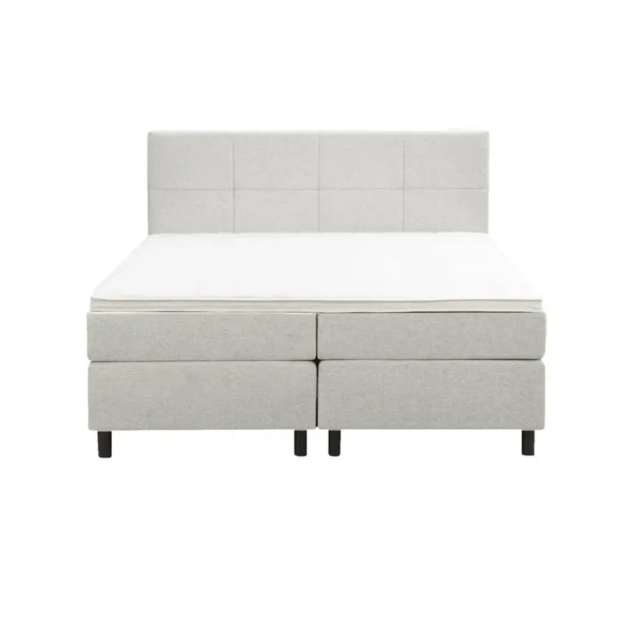 2-Persoons Boxsprings-Leen Bakker Boxspring Liv geblokt - ecru - 180x200 cm - ronde poot