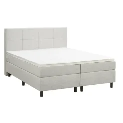 2-Persoons Boxsprings-Leen Bakker Boxspring Liv geblokt - ecru - 180x200 cm - ronde poot