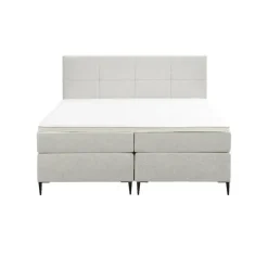 Leen Bakker Boxspring Liv geblokt - ecru - 160x200 cm - slanke poot