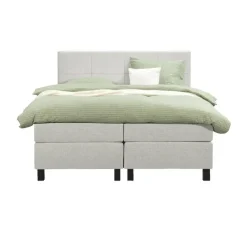 2-Persoons Boxsprings-Leen Bakker Boxspring Liv geblokt - ecru - 160x200 cm - vierkante poot