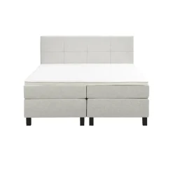 2-Persoons Boxsprings-Leen Bakker Boxspring Liv geblokt - ecru - 160x200 cm - vierkante poot