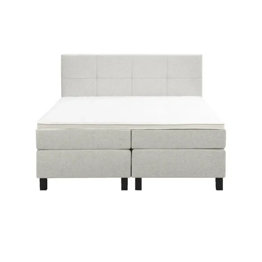 2-Persoons Boxsprings-Leen Bakker Boxspring Liv geblokt - ecru - 160x200 cm - vierkante poot