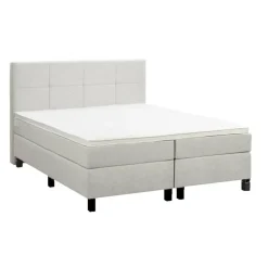 2-Persoons Boxsprings-Leen Bakker Boxspring Liv geblokt - ecru - 160x200 cm - vierkante poot