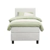 Leen Bakker Boxspring Liv geblokt - ecru - 90x200 cm - vierkante poot