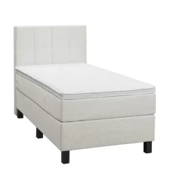 Leen Bakker Boxspring Liv geblokt - ecru - 90x200 cm - vierkante poot