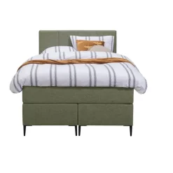 Leen Bakker Boxspring Liv geblokt - groen - 120x200 cm - slanke poot