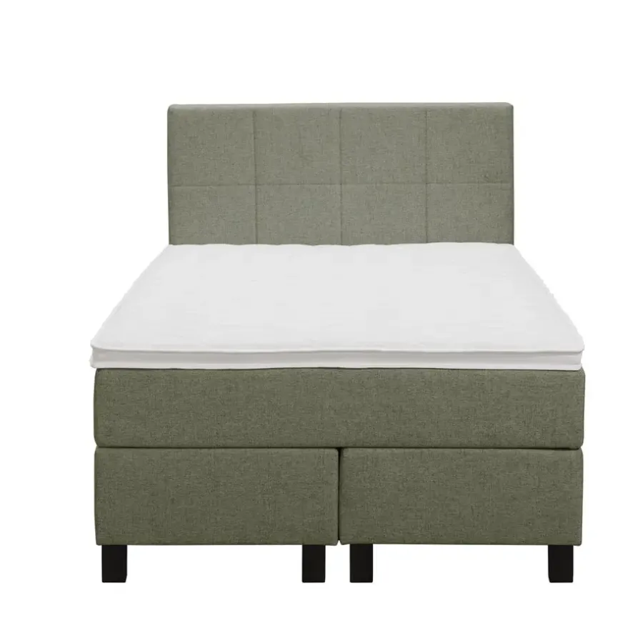 Leen Bakker Boxspring Liv geblokt - groen - 120x200 cm - vierkante poot