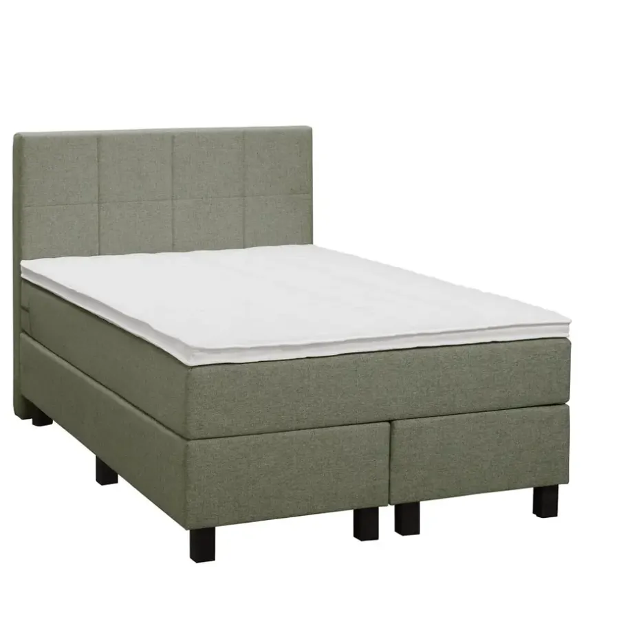 Leen Bakker Boxspring Liv geblokt - groen - 120x200 cm - vierkante poot