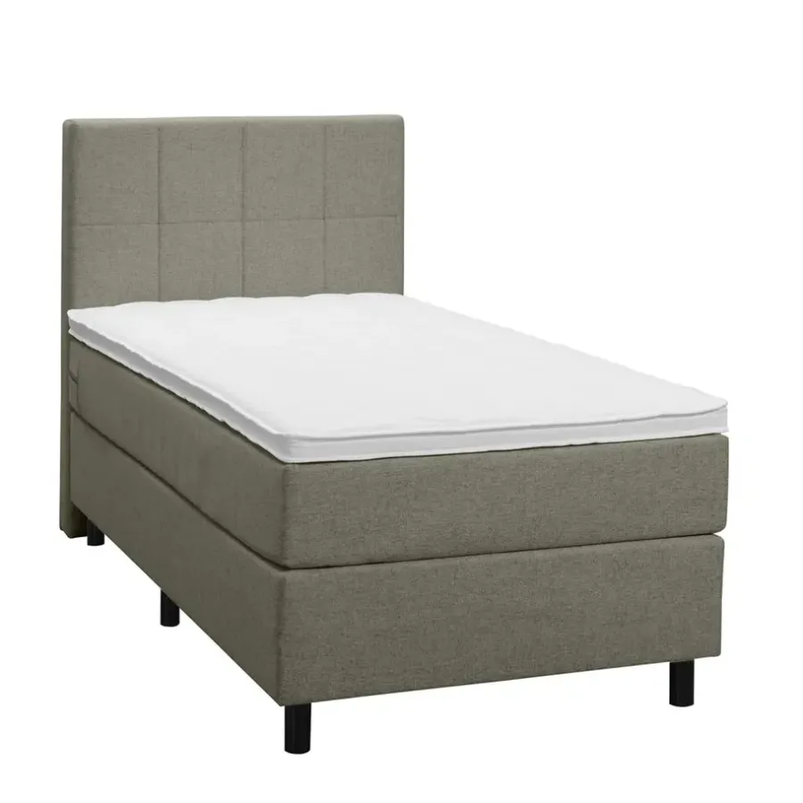 1-Persoons Boxsprings-Leen Bakker Boxspring Liv geblokt - groen - 90x200 cm - ronde poot