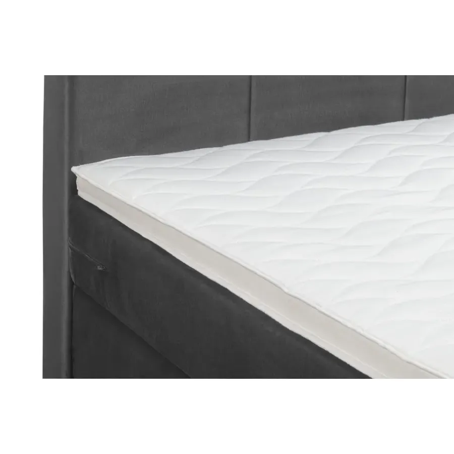 Leen Bakker Boxspring Liv geblokt - grijs - 160x200 cm - slanke poot