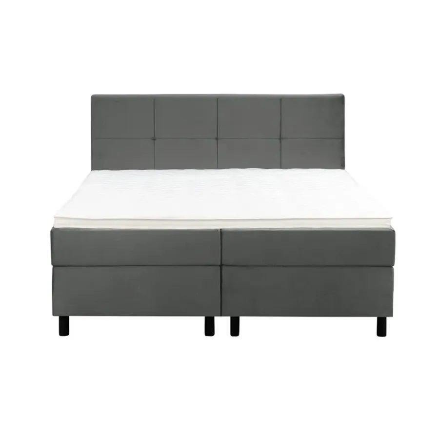 2-Persoons Boxsprings-Leen Bakker Boxspring Liv geblokt - grijs - 160x200 cm - ronde poot