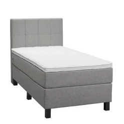 Leen Bakker Boxspring Liv geblokt - lichtgrijs - 90x200 cm - vierkante poot