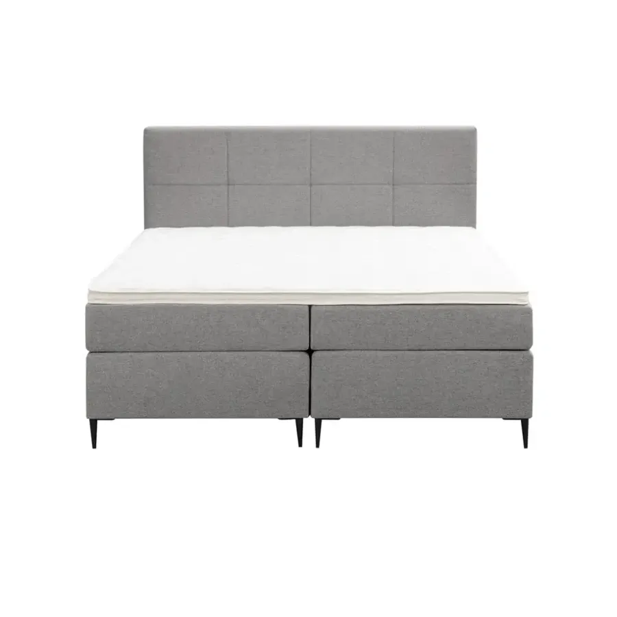 2-Persoons Boxsprings-Leen Bakker Boxspring Liv geblokt - lichtgrijs - 180x200 cm - slanke poot
