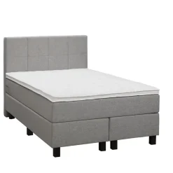 1-Persoons Boxsprings-Leen Bakker Boxspring Liv geblokt - lichtgrijs - 120x200 cm - vierkante poot