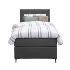 Leen Bakker Boxspring Liv geruit - antraciet - 90x200 cm - slanke poot