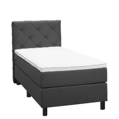 Leen Bakker Boxspring Liv geruit - antraciet - 90x200 cm - ronde poot