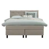 2-Persoons Boxsprings-Leen Bakker Boxspring Liv geruit - beige - 140x200 cm - ronde poot