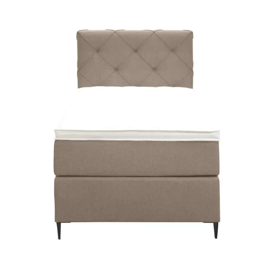 Leen Bakker Boxspring Liv geruit - beige - 90x200 cm - slanke poot