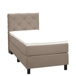 1-Persoons Boxsprings-Leen Bakker Boxspring Liv geruit - beige - 90x200 cm - ronde poot