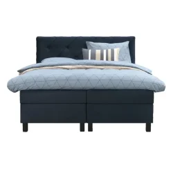 Leen Bakker Boxspring Liv geruit - blauw - 180x200 cm - vierkante poot