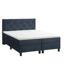 Leen Bakker Boxspring Liv geruit - blauw - 180x200 cm - vierkante poot