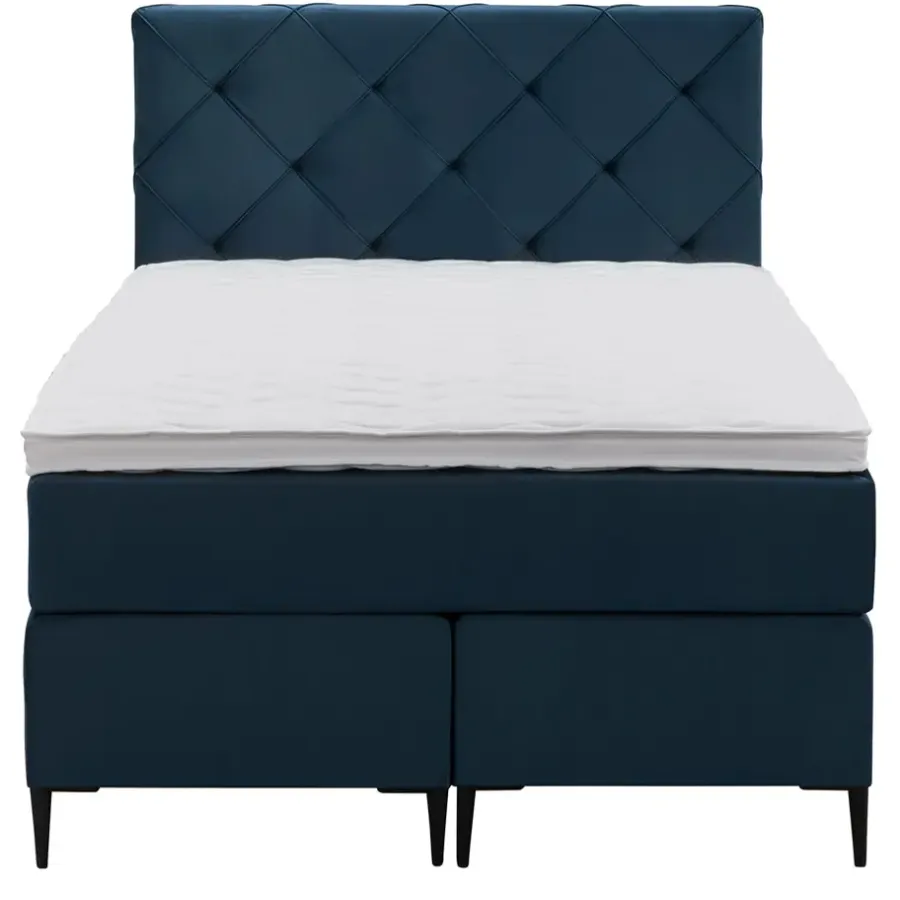 Leen Bakker Boxspring Liv geruit - blauw - 120x200 cm - slanke poot