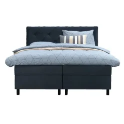 2-Persoons Boxsprings-Leen Bakker Boxspring Liv geruit - blauw - 180x200 cm - ronde poot