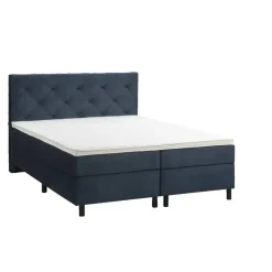 2-Persoons Boxsprings-Leen Bakker Boxspring Liv geruit - blauw - 180x200 cm - ronde poot