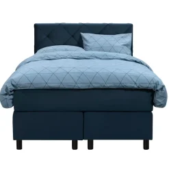 Leen Bakker Boxspring Liv geruit - blauw - 120x200 cm - ronde poot