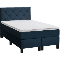 Leen Bakker Boxspring Liv geruit - blauw - 120x200 cm - ronde poot