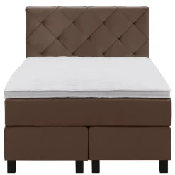 Leen Bakker Boxspring Liv geruit - bruin - 120x200 cm - vierkante poot
