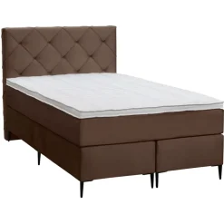 Leen Bakker Boxspring Liv geruit - bruin - 120x200 cm - slanke poot