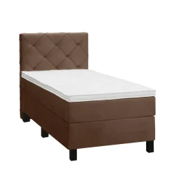 1-Persoons Boxsprings-Leen Bakker Boxspring Liv geruit - bruin - 90x200 cm - vierkante poot