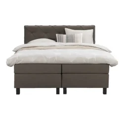 2-Persoons Boxsprings-Leen Bakker Boxspring Liv geruit - donkerbruin - 160x200 cm - vierkante poot