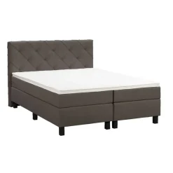 Leen Bakker Boxspring Liv geruit - donkerbruin - 180x200 cm - vierkante poot
