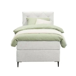 1-Persoons Boxsprings-Leen Bakker Boxspring Liv geruit - ecru - 90x200 cm - slanke poot