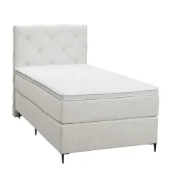 1-Persoons Boxsprings-Leen Bakker Boxspring Liv geruit - ecru - 90x200 cm - slanke poot